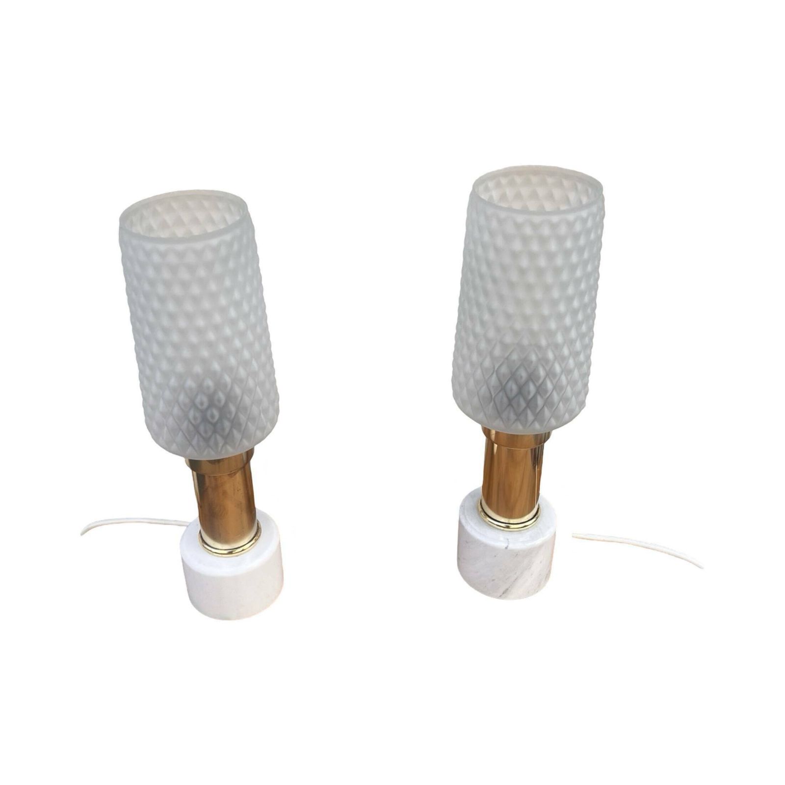 photo furniture A Pair Of Bedside Lamps With A Marble Base, Veb Narva Leuchtenbau Lengefeld