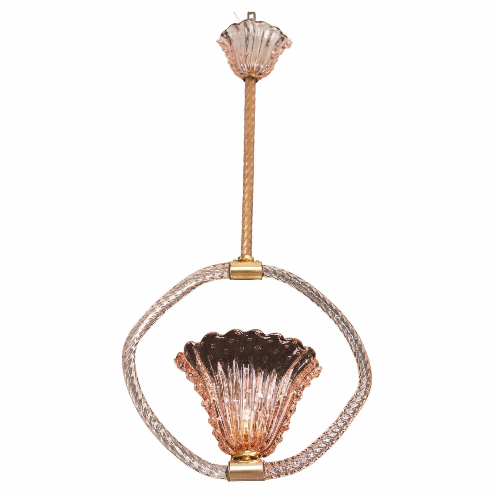 Pink Crown Art Deco Barovier E Toso Chandelier, "Bullicante" Glass Murano, 1940s photo furniture