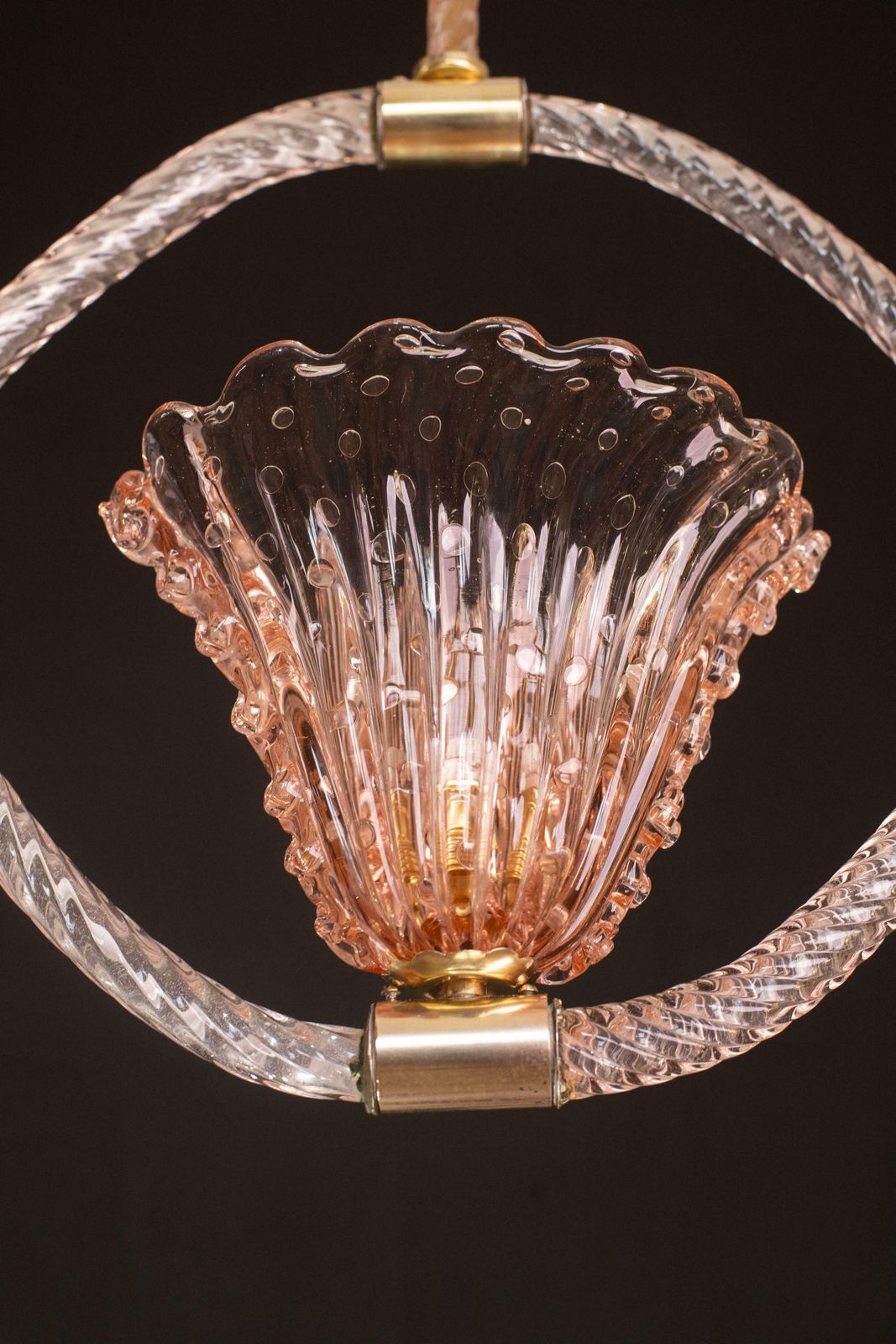 Pink Crown Art Deco Barovier E Toso Chandelier, "Bullicante" Glass Murano, 1940s photo vinterior