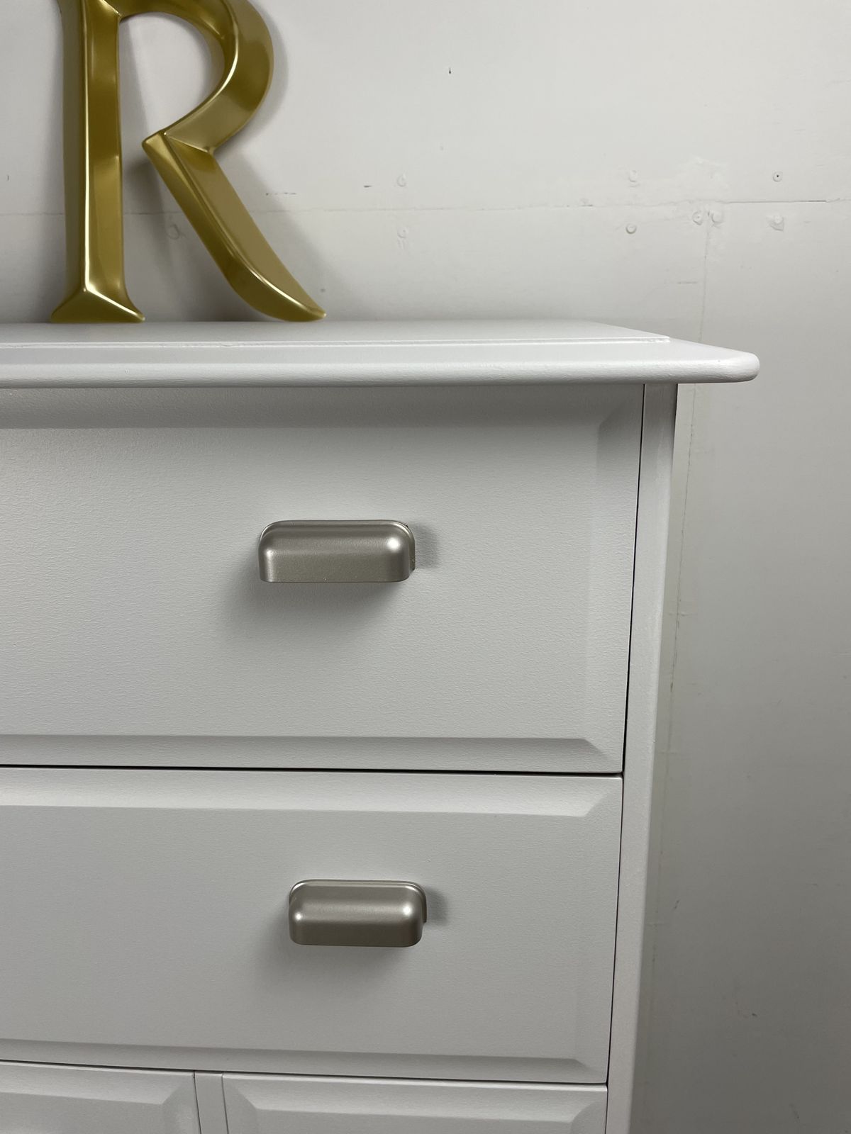 Stag Minstrel Tallboy Chest Of Drawers Painted Pale Grey photo furniture