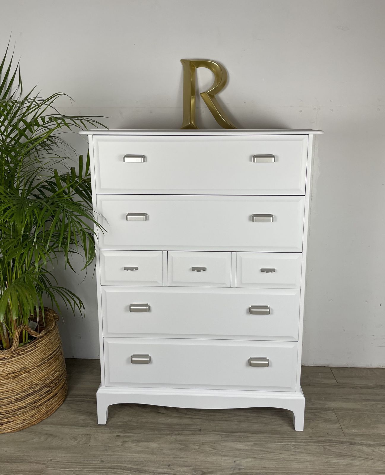 Stag Minstrel Tallboy Chest Of Drawers Painted Pale Grey