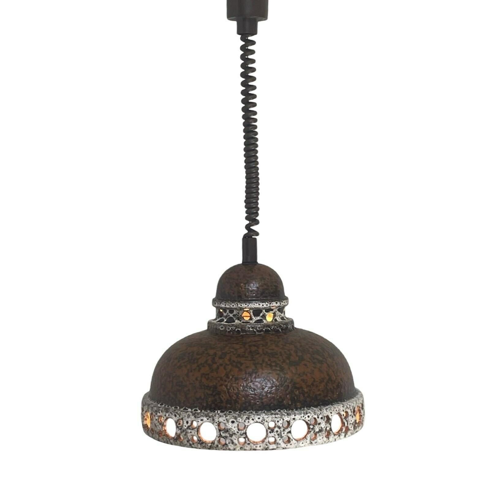 Fat Lava   Ufo Shaped Ceramic Hanging Pedant   Midcentury   Germany   Boho   Brown   Mounted On Extendable Power Cord   Multiple In Stock photo 186.0