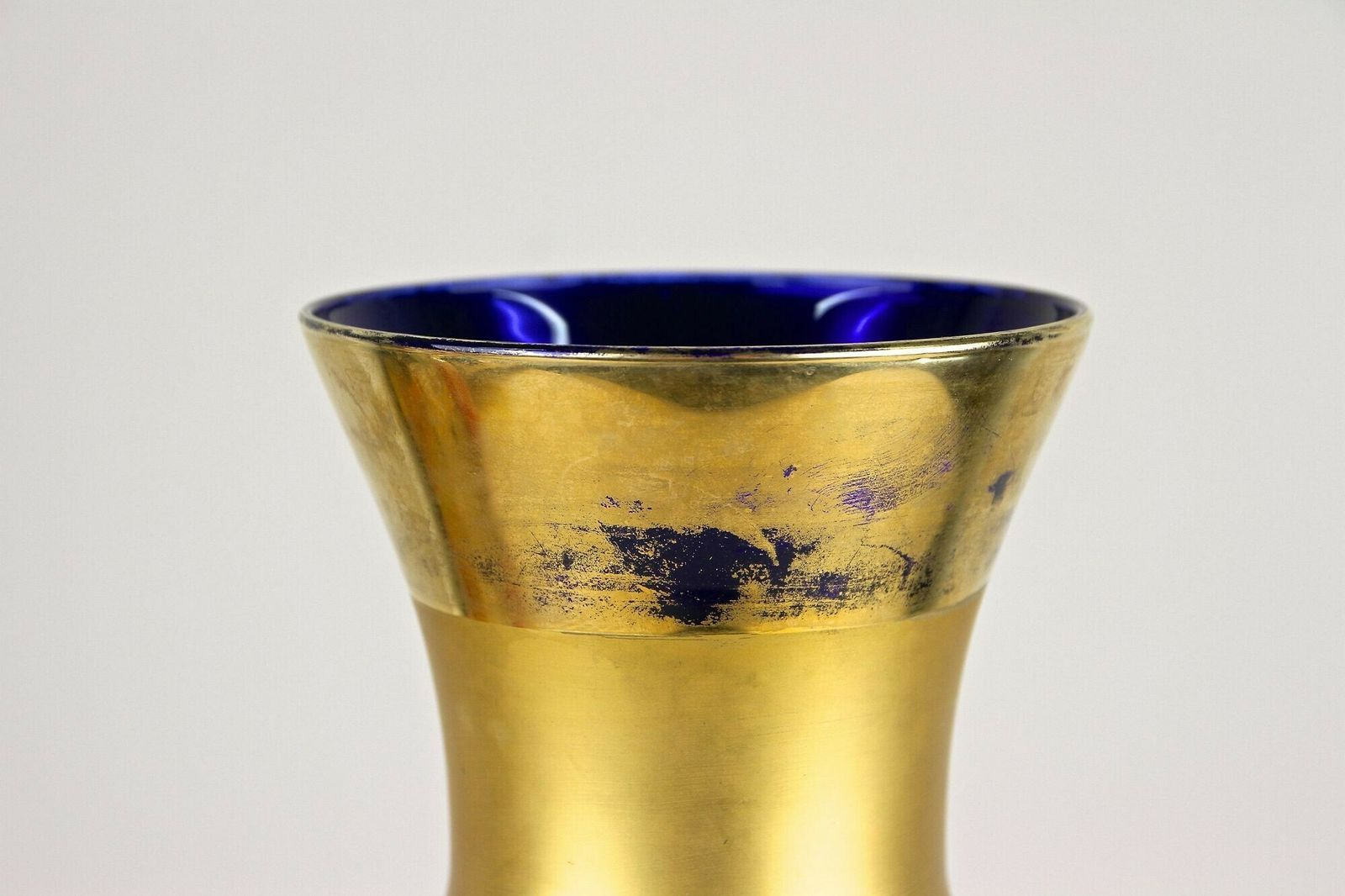 19th Century Cobalt Blue Gilt Glass Vase With Enamel Paintings, Cz Ca. 1890 photo vinterior