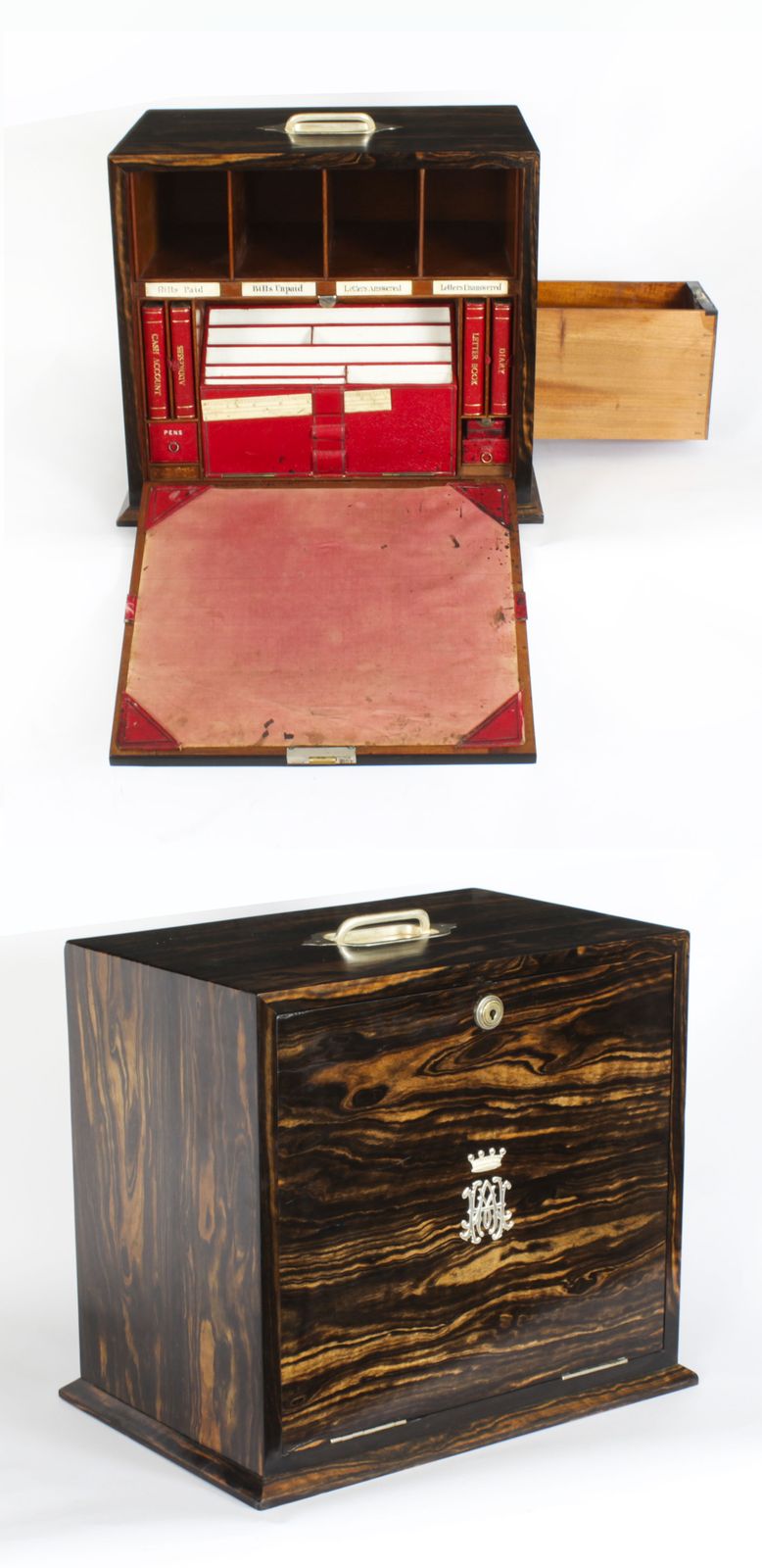 Antique Coromandel Writing Cabinet By Houghton And Gunn Dated 1878