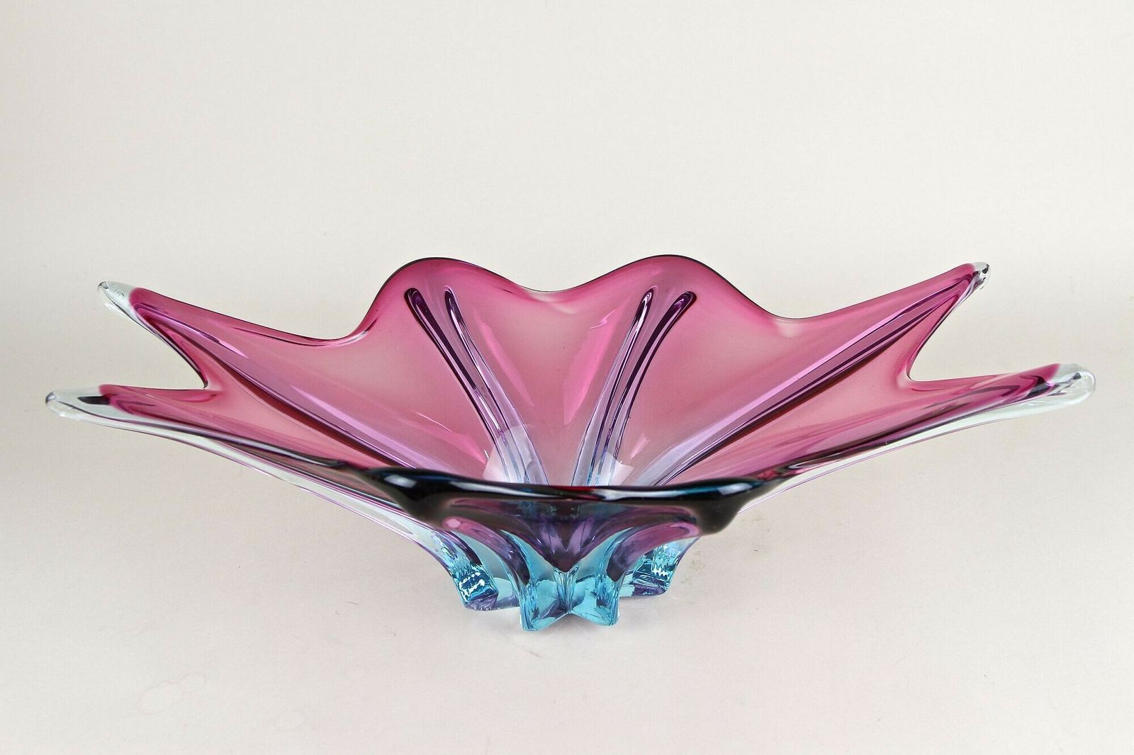 Mid Century Murano Glass Bowl, Purple/ Blue Tones, Italy Ca. 1960 photo vintage