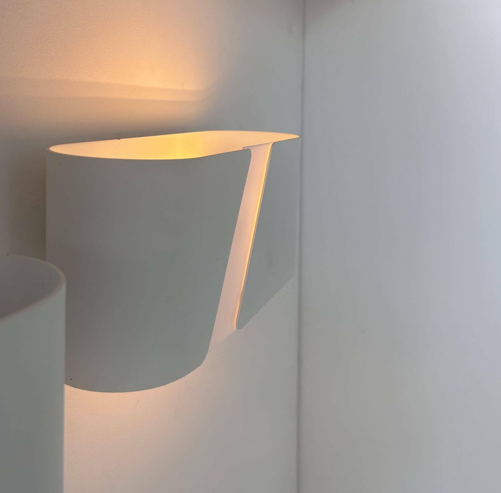 Pair Of Matt White Metal And Perspex Wall Lights, Holland 1980 photo buy