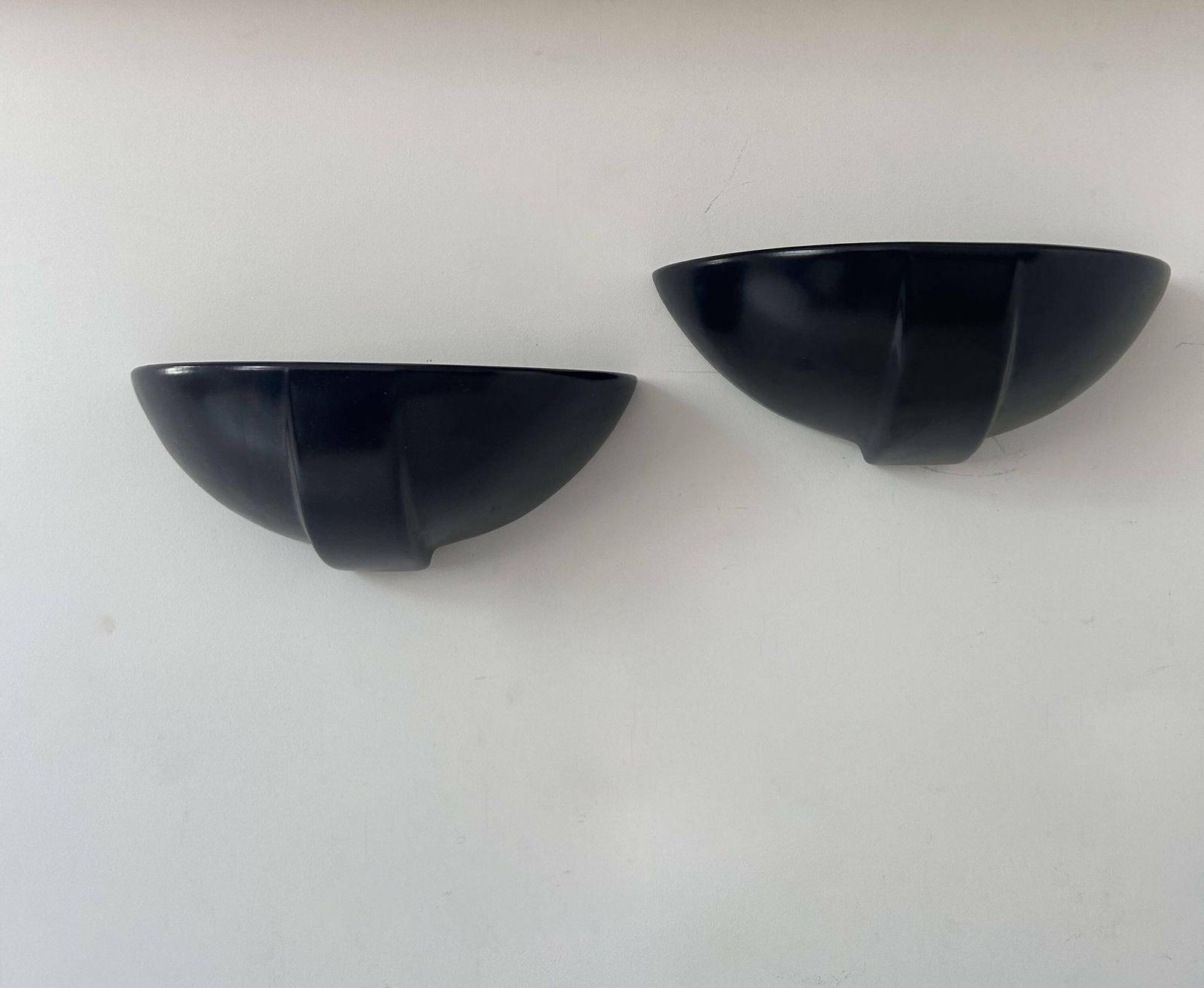 Pair Of Vintage Wall Lights, Black Porcelain, France 1970 photo vinterior