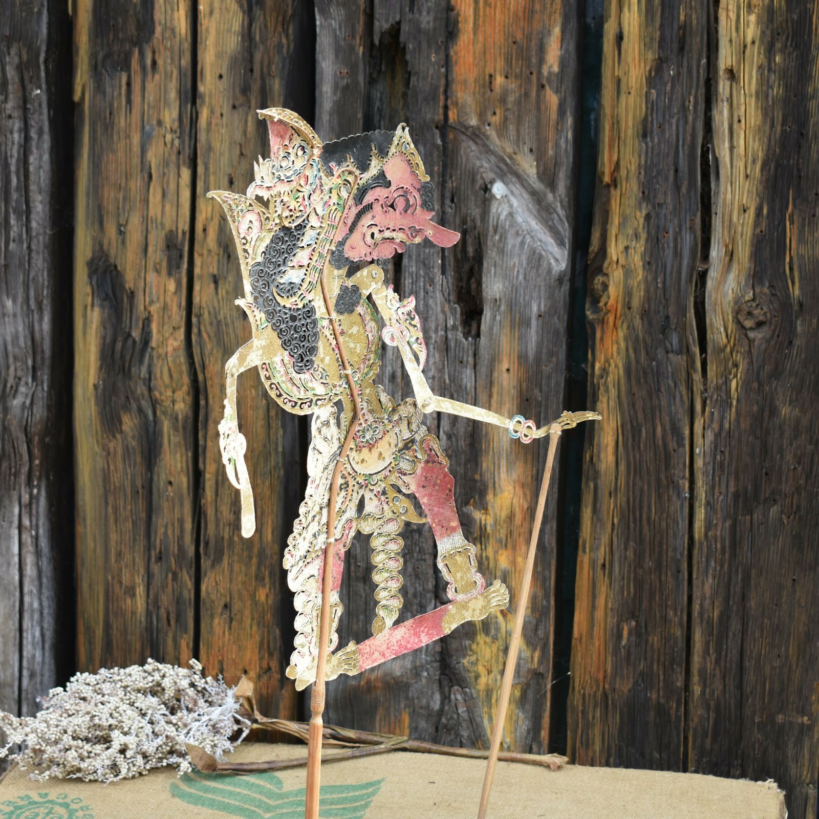 Antique Early 1900's Wayang Kulit Ravana Indonesian Leather Shadow Puppet photo 125.0