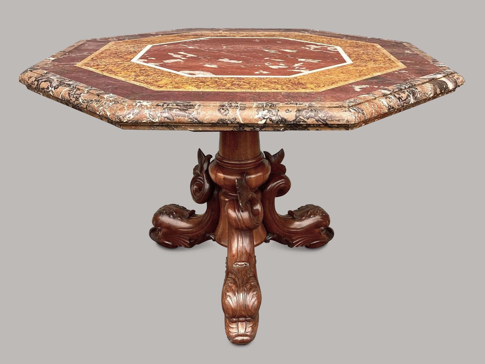 Magnificent C19th Large Walnut And Specimen Marble Centre Table photo Furniture