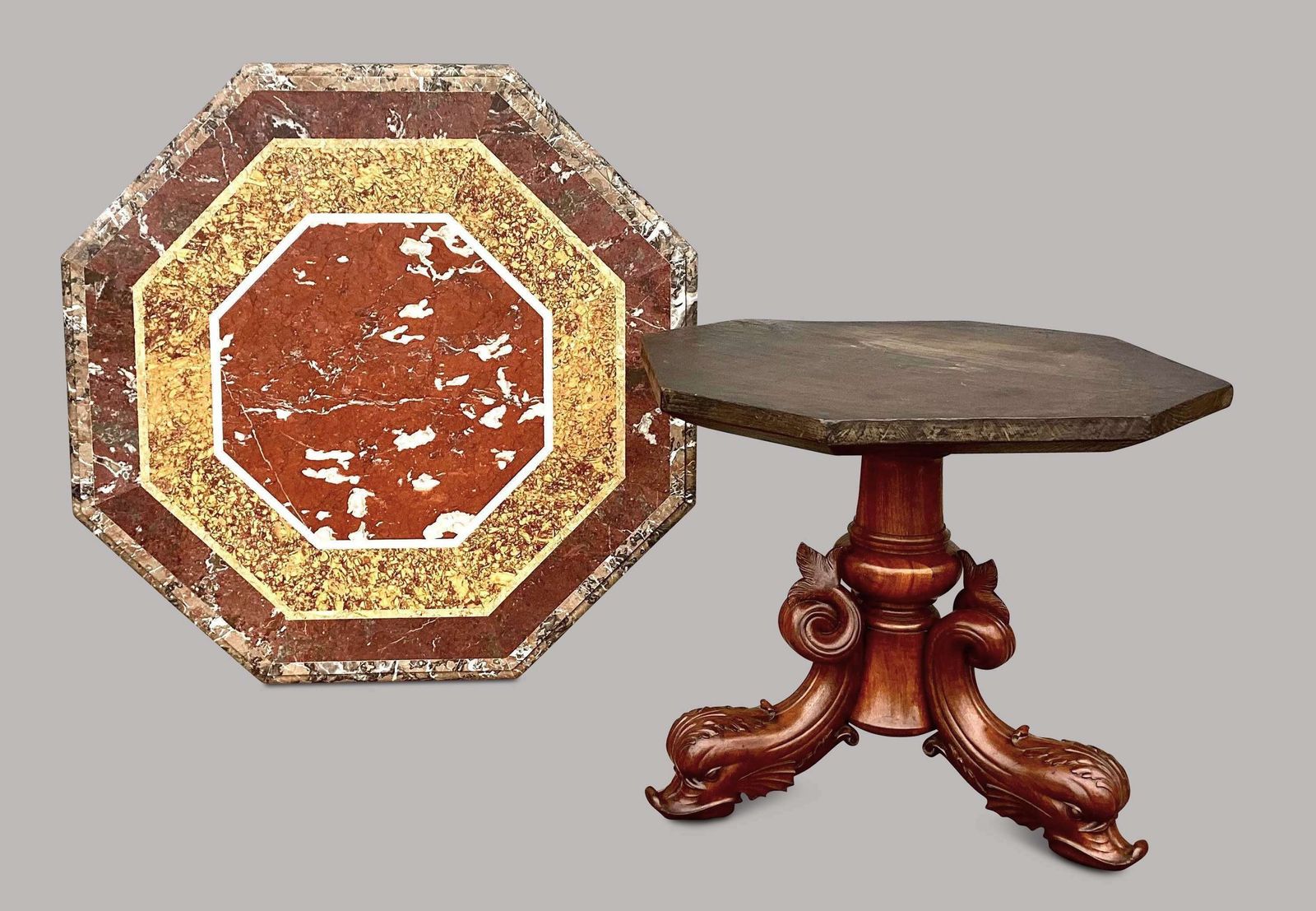 Magnificent C19th Large Walnut And Specimen Marble Centre Table photo buy