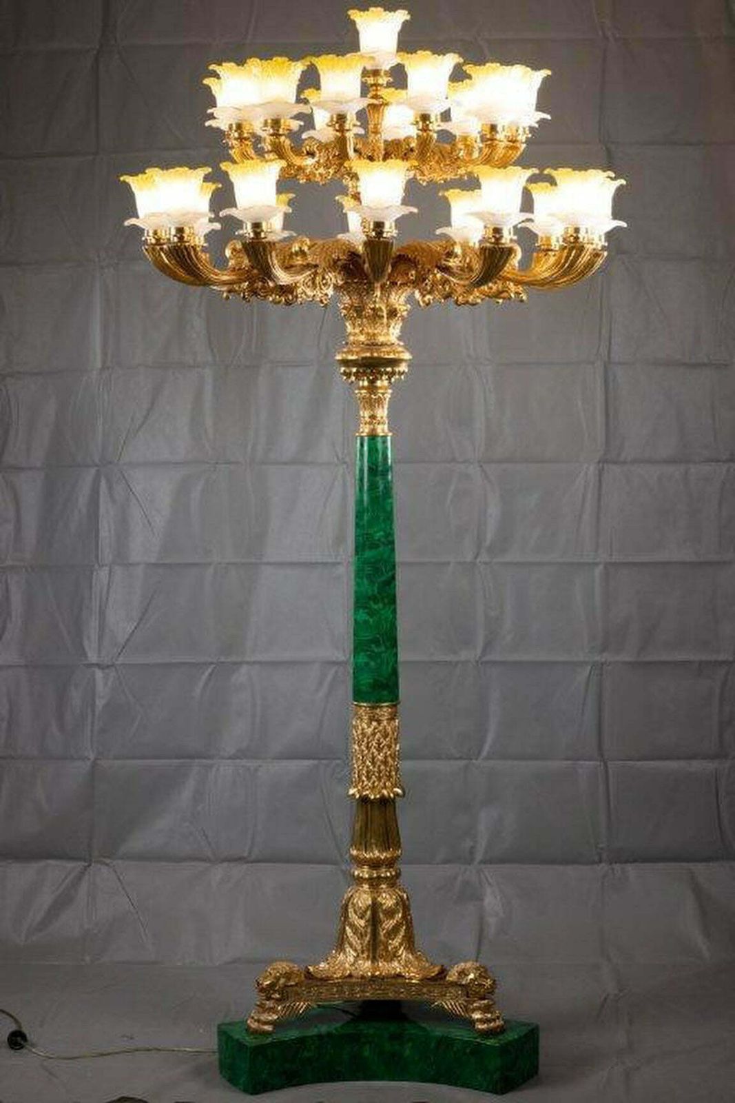 Pair Of Stunning, Malachite And Bronze, Standing Lamps 7ft Tall photo furniture