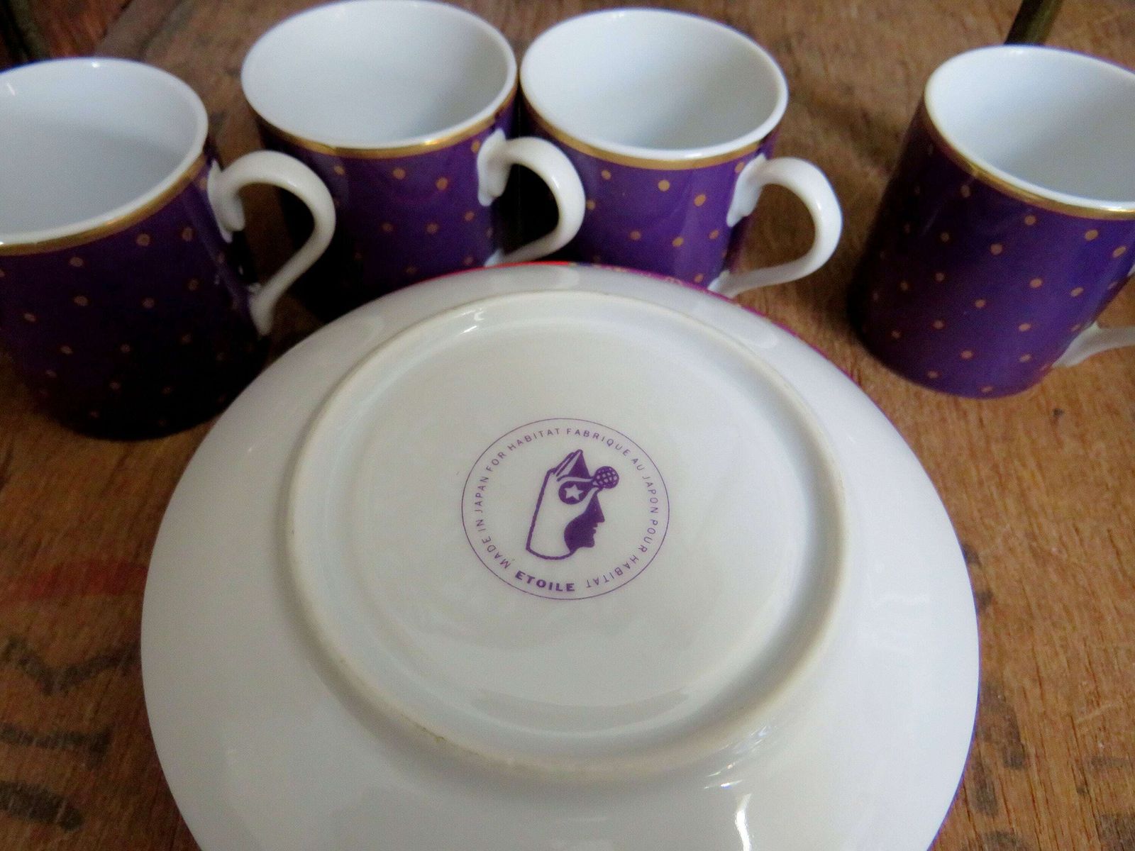Habitat Etoile Espresso Cup Set, Terence Conran, Coffee Cups, China, 1970s Decor, Boho,  Star Print, Celestial photo Home Decor