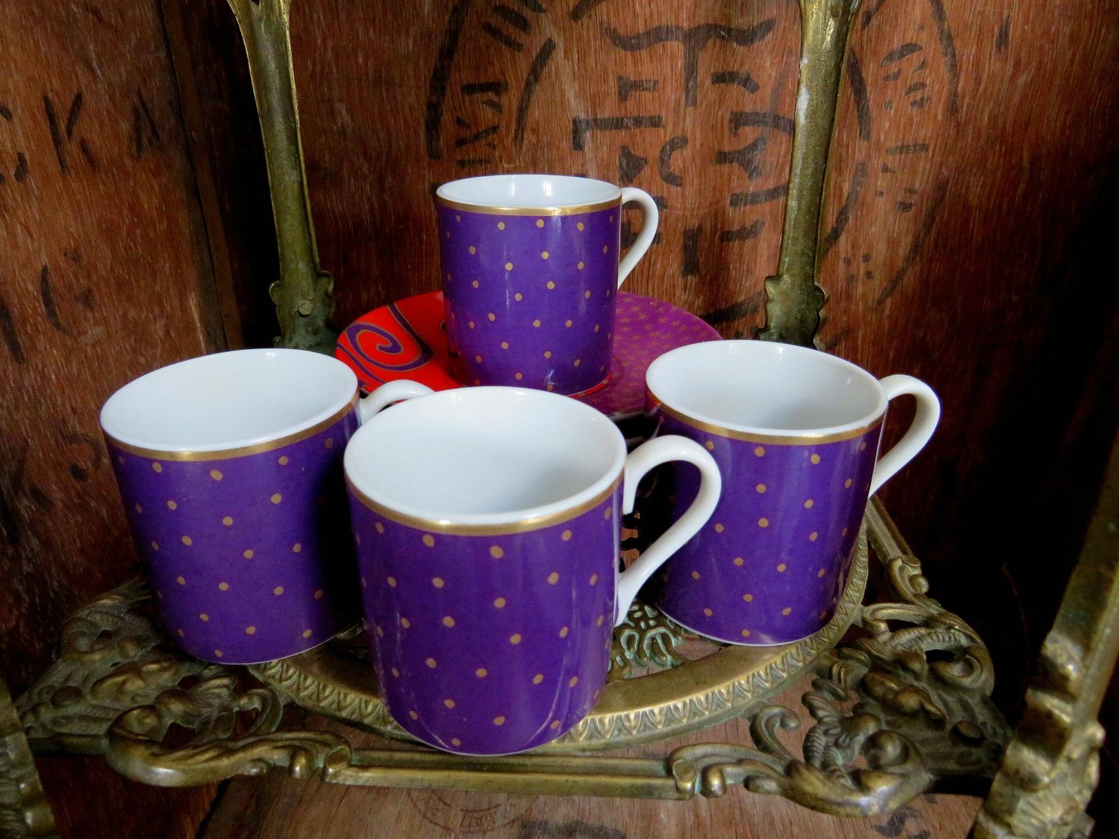 Habitat Etoile Espresso Cup Set, Terence Conran, Coffee Cups, China, 1970s Decor, Boho,  Star Print, Celestial photo 85.0
