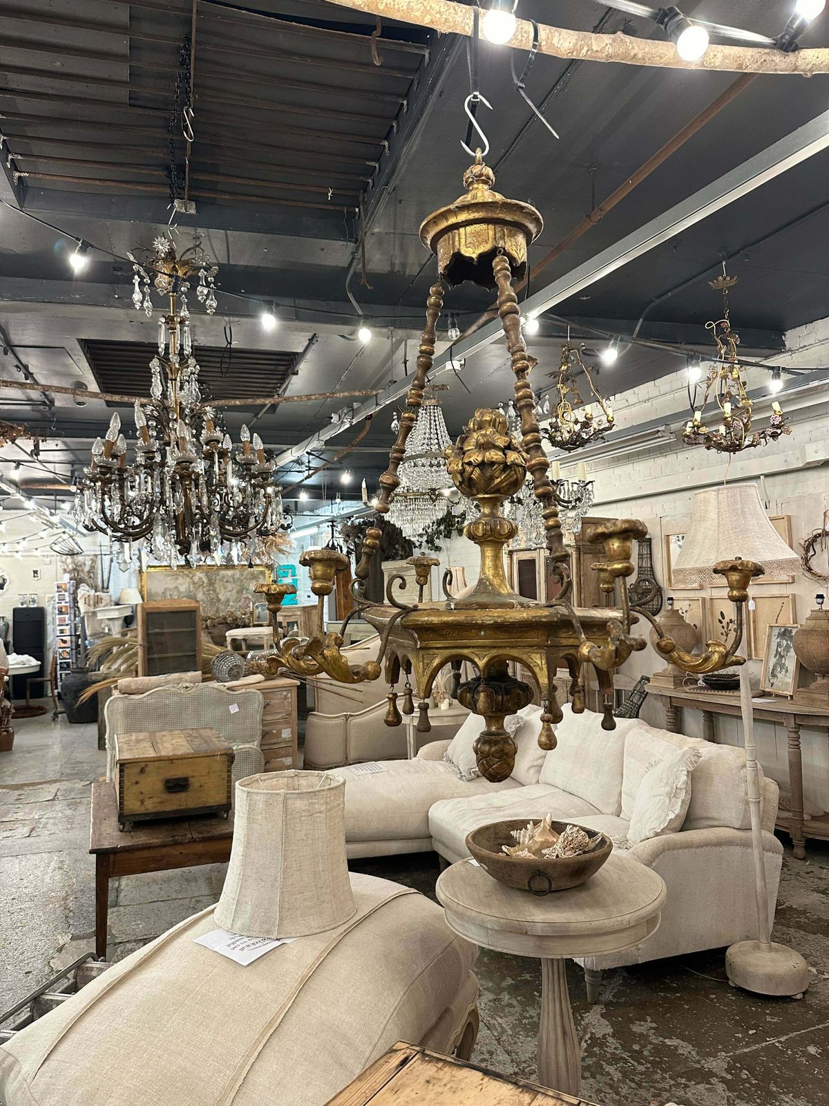 Very Rare, Mid 1700’s, Italian Gilt Wood Chandelier photo for sale