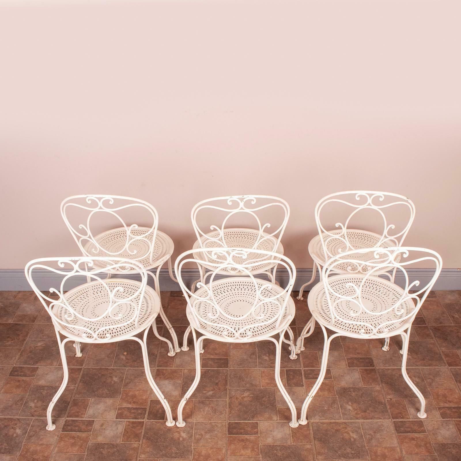 Set Of 6 Metal Garden Conservatory Bistro Chairs photo vinterior