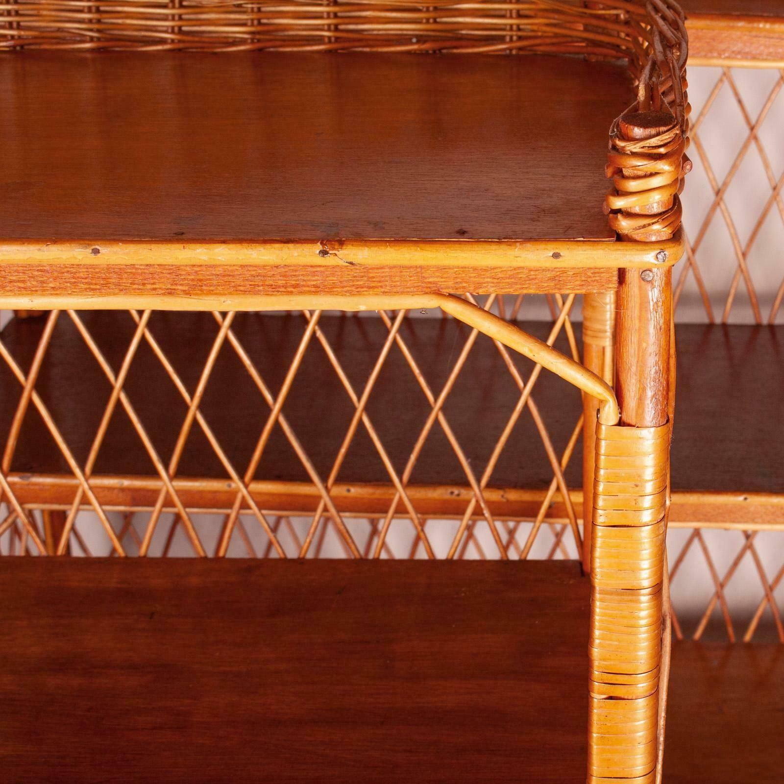 photo for sale Stylish Pair Of Wicker Rattan Bookcase Shelving Units