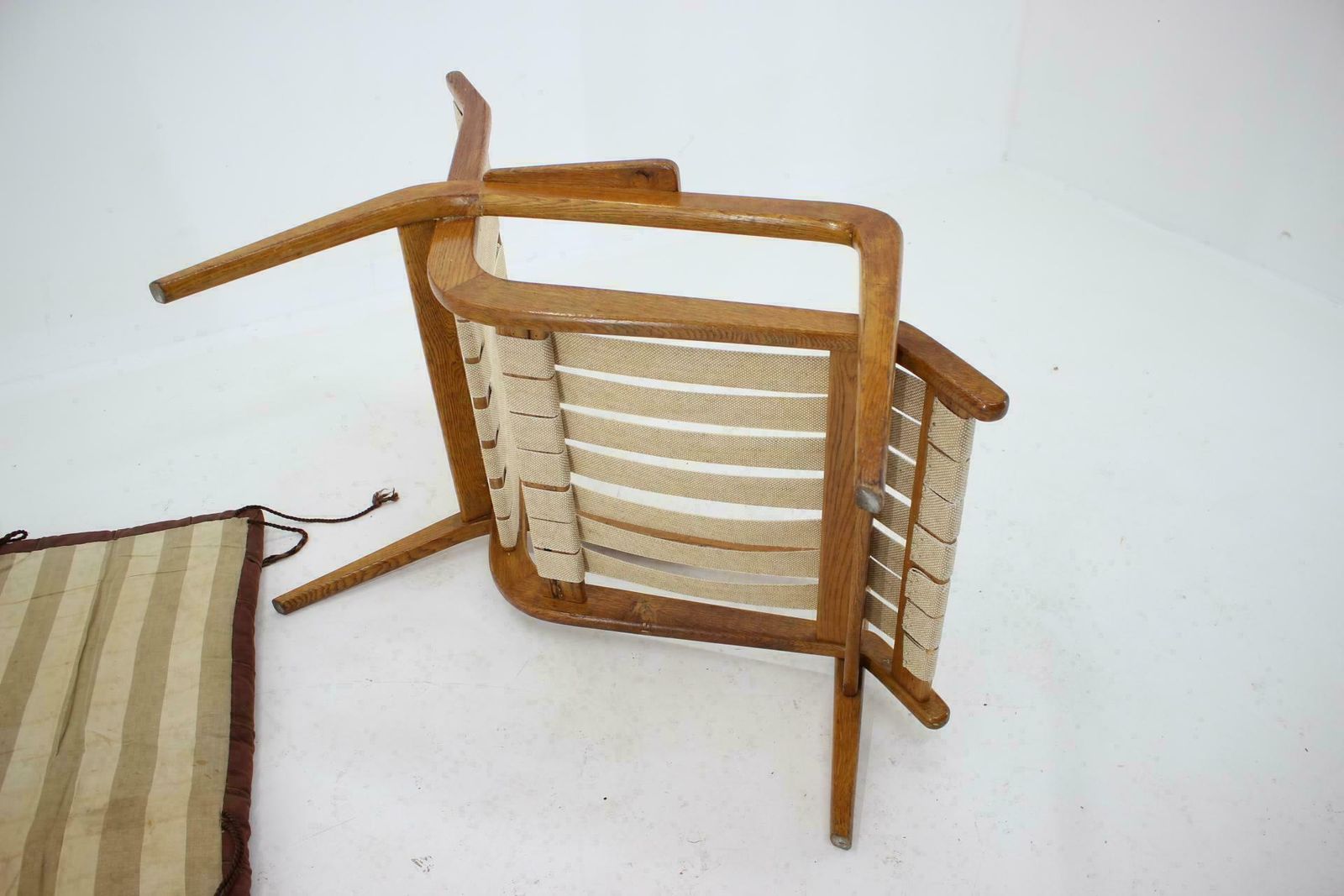 photo for sale 1960s Jan Vanek, Very Rare Relaxing Oak Armchair, Czechoslovakia