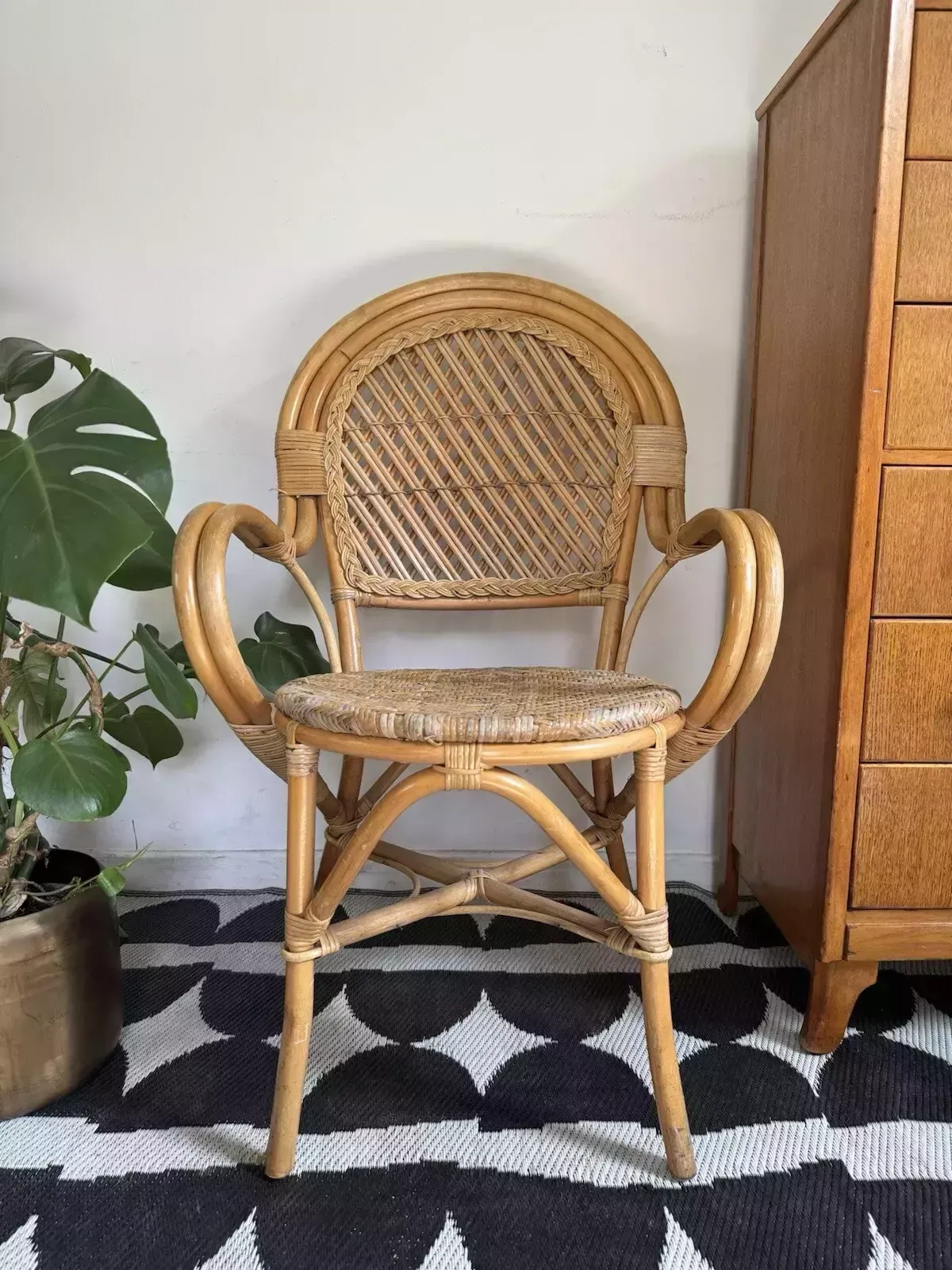 Vintage Retro Mid Century Bamboo Cane Chair
