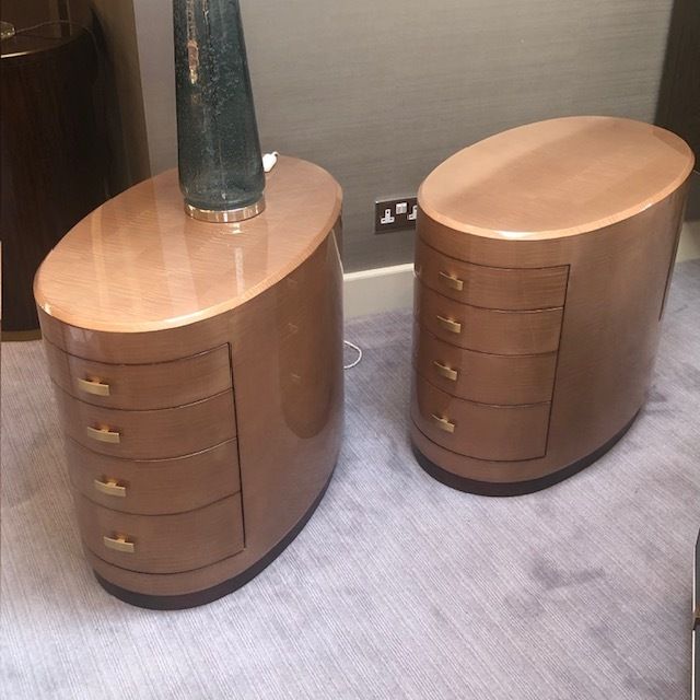 Oval Bedside Chests, Sycamore, Contemporary