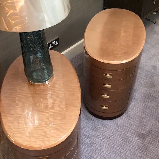 Oval Bedside Chests, Sycamore, Contemporary photo furniture