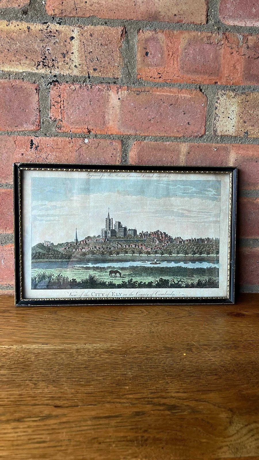 photo furniture 1700’s Antique Handcoloured Framed Engraving Picture Of The City Of Ely