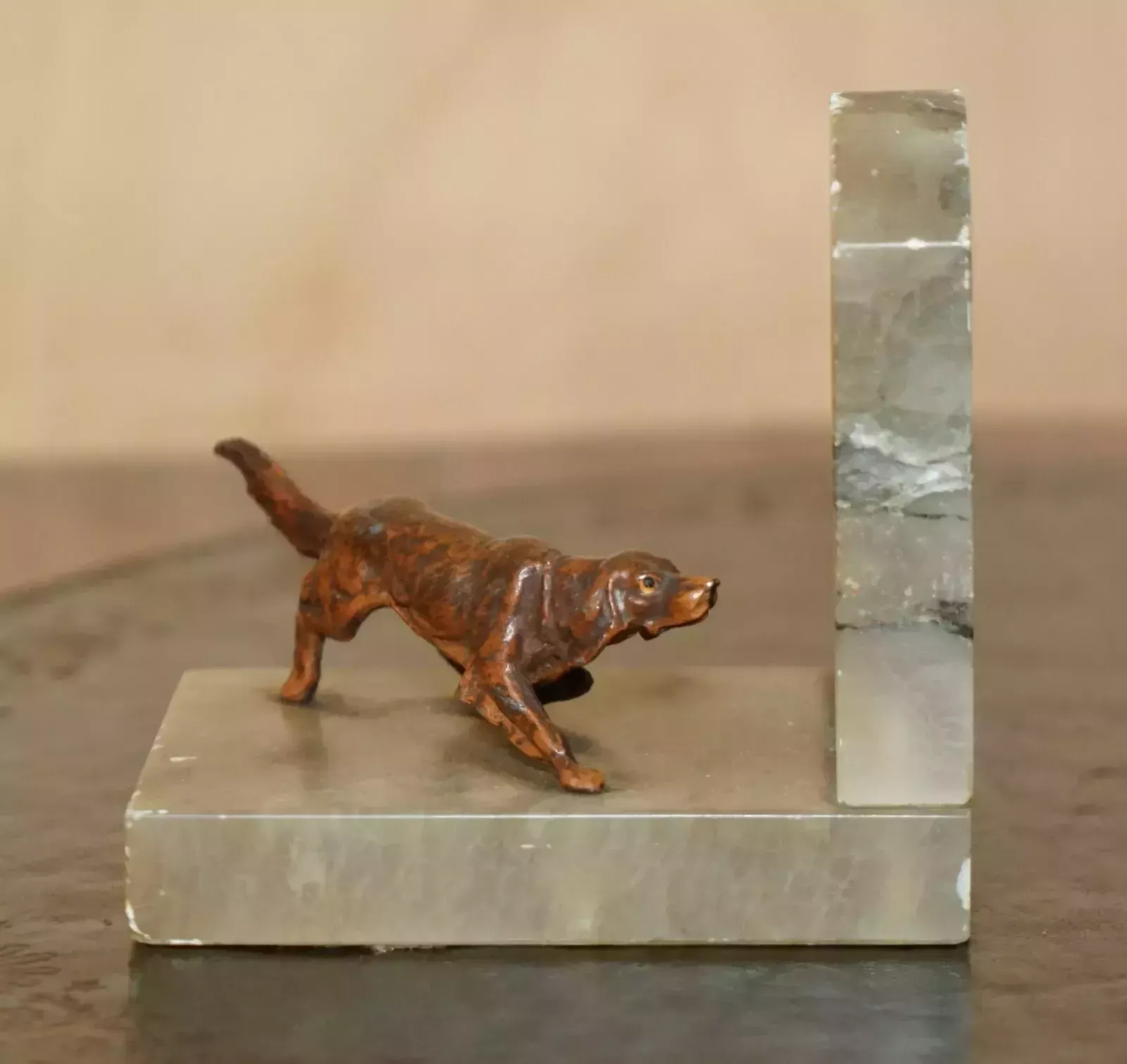 Stunning Pair Of Antique Austrian Cold Painted Bronze Onyx Dog Hounds Bookends photo for sale