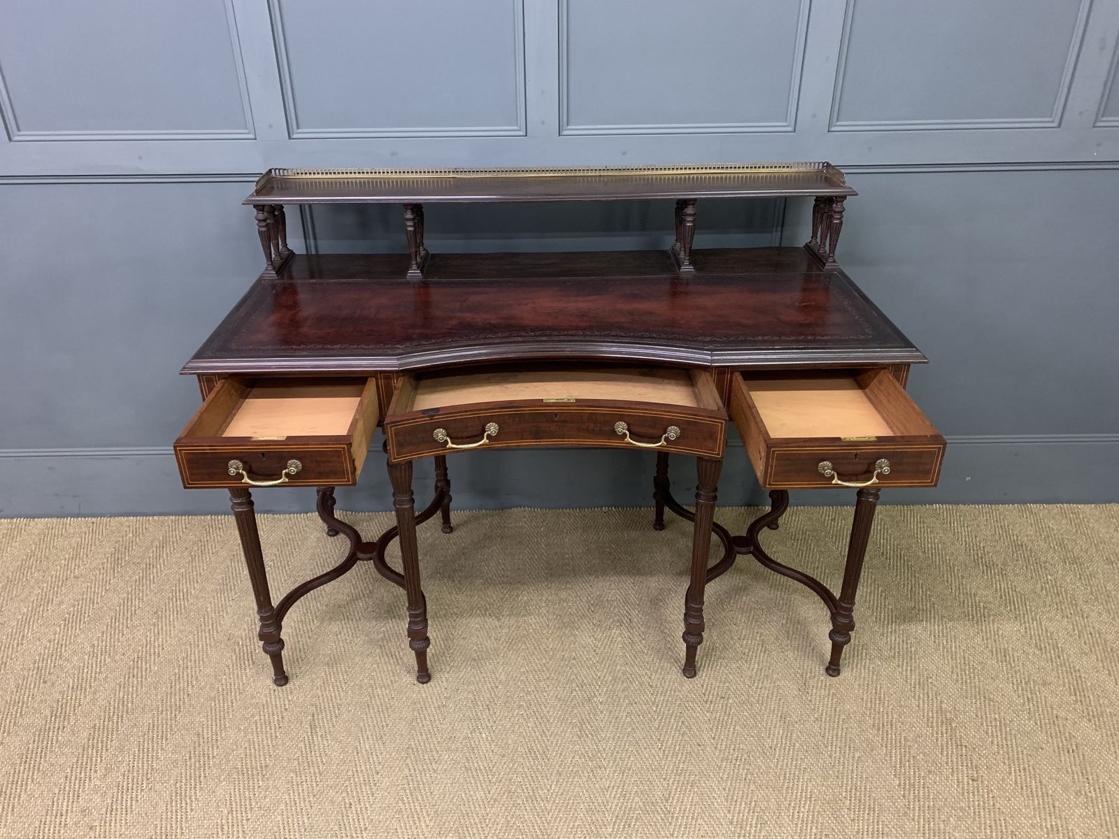 photo for sale Inlaid Mahogany Writing Desk By Collinson And Lock