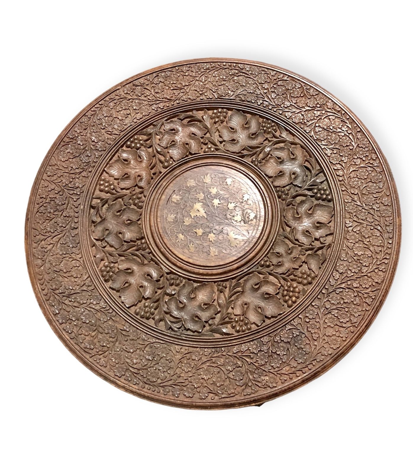 Handsome Vintage Indian Carved Hardwood Occasional Table photo for sale