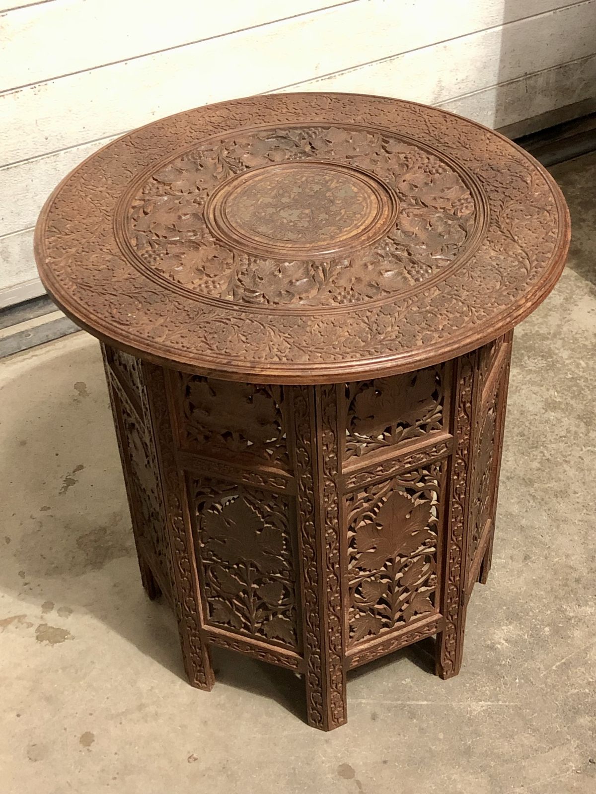 photo buy Handsome Vintage Indian Carved Hardwood Occasional Table