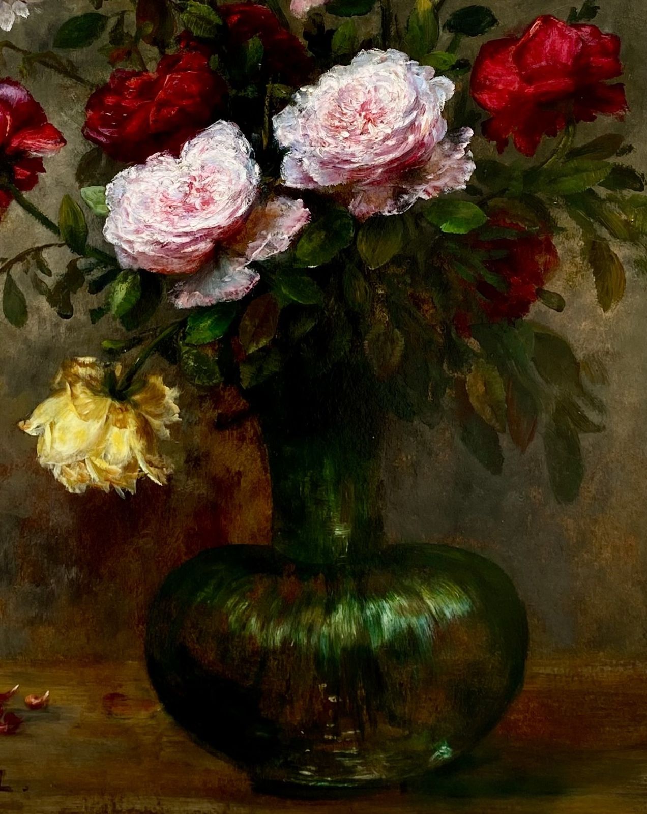 'Various Colourful Roses In A Glass Vase' By F. Clairval photo vinterior