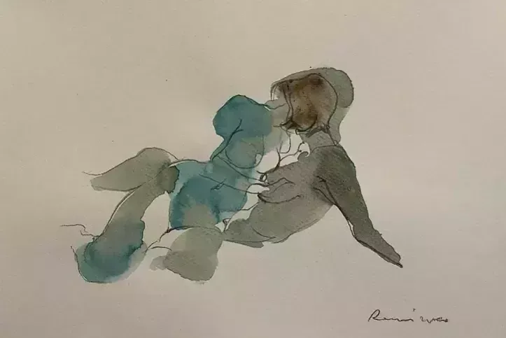 Serhiy Reznichenko, Watercolor Nude Sketch 21st Century photo for sale