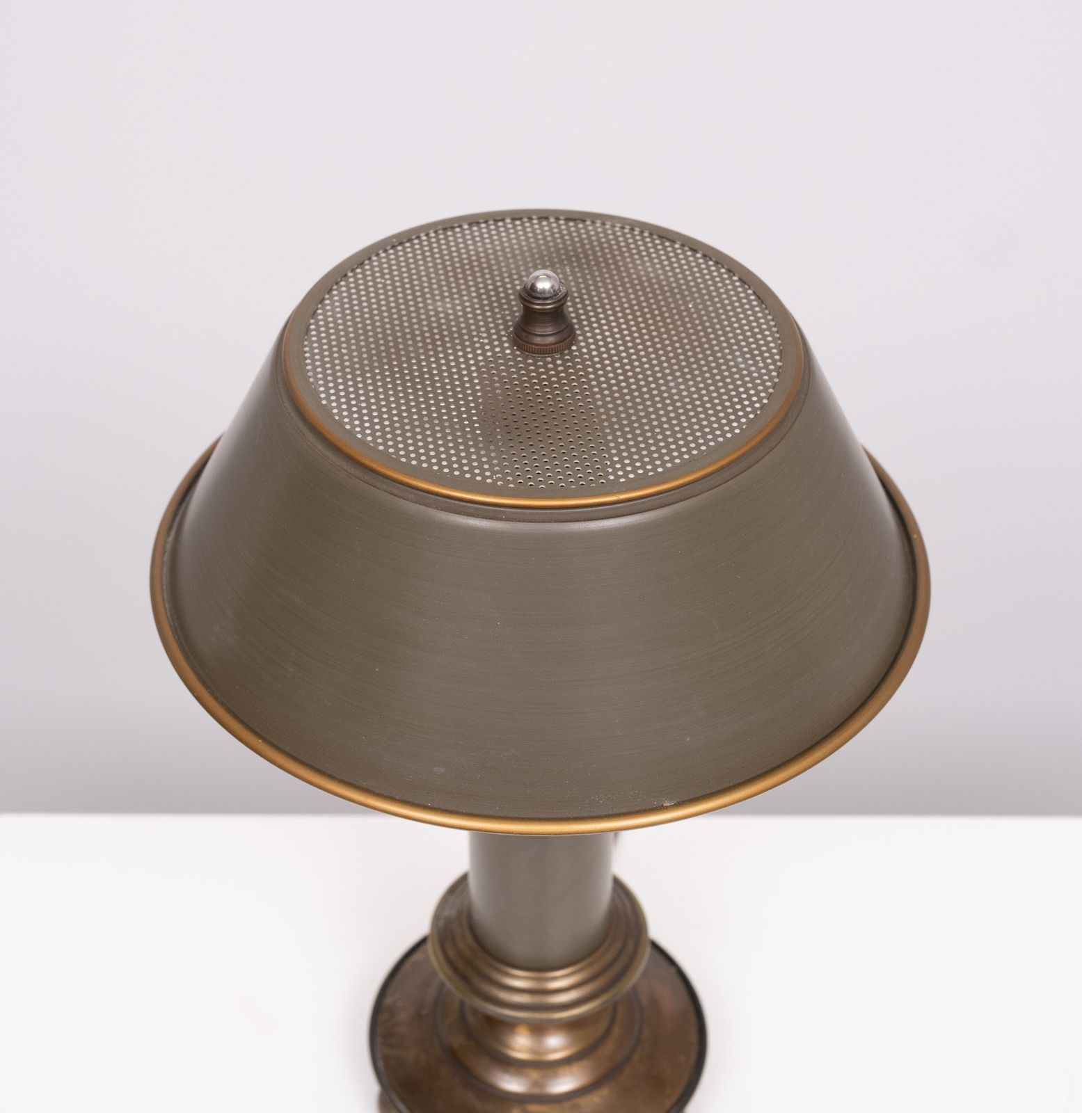Small Metal Bouillotte Table Lamp 1970s USA photo vintage