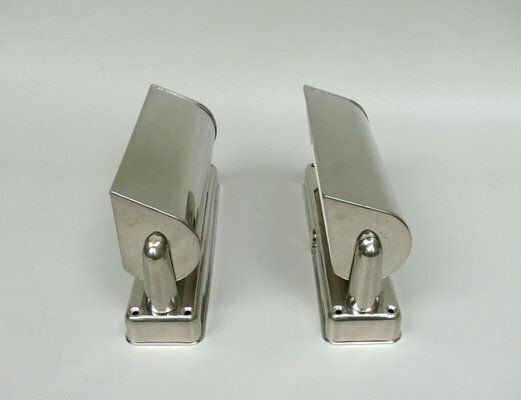 Art Deco Bauhaus Minimalist Nickel Plated Sconces, 1930s, Set Of 2 photo vinterior