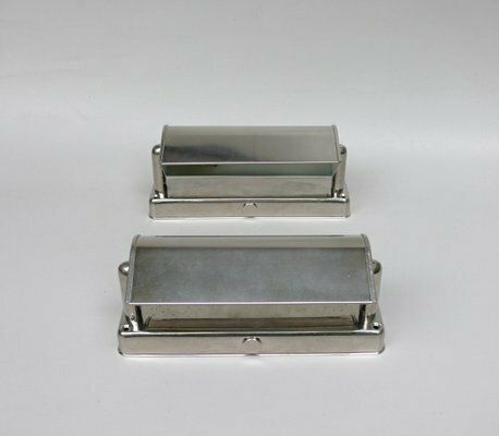 Art Deco Bauhaus Minimalist Nickel Plated Sconces, 1930s, Set Of 2 photo vintage