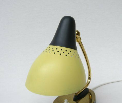 photo vinterior Small Mid Century Table Lamps In Brass Lacquered In Yellow And Black, Germany, 1950s, Set Of 2