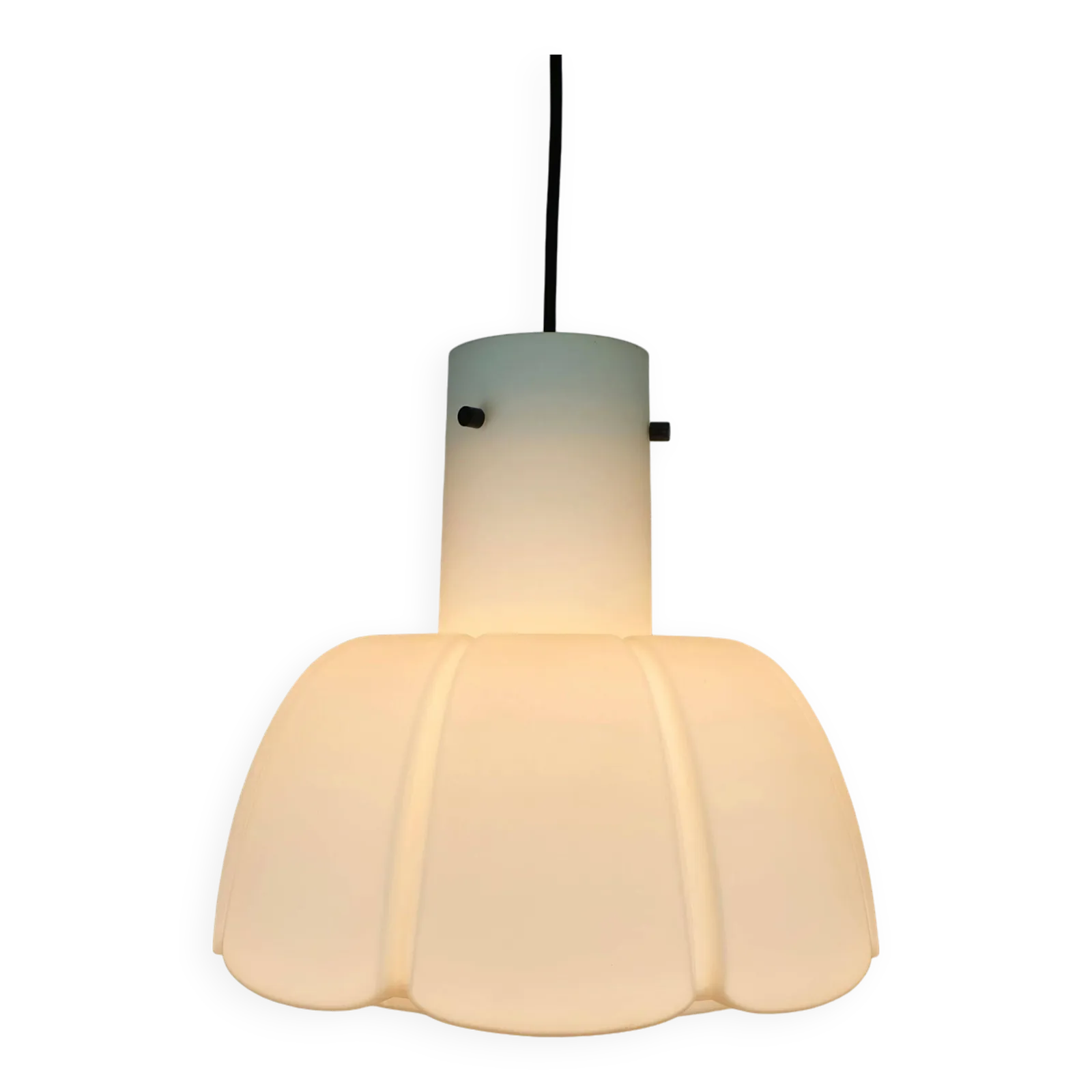 Large Glashuette Limburg Pendant Lamp With White Opal Glass Shade In The Shape Of A Flower