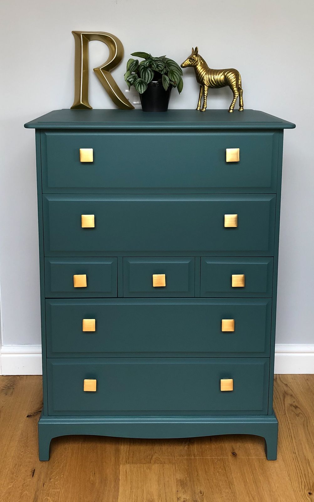 Stag Minstrel Tallboy Chest Of Drawers Painted In Green