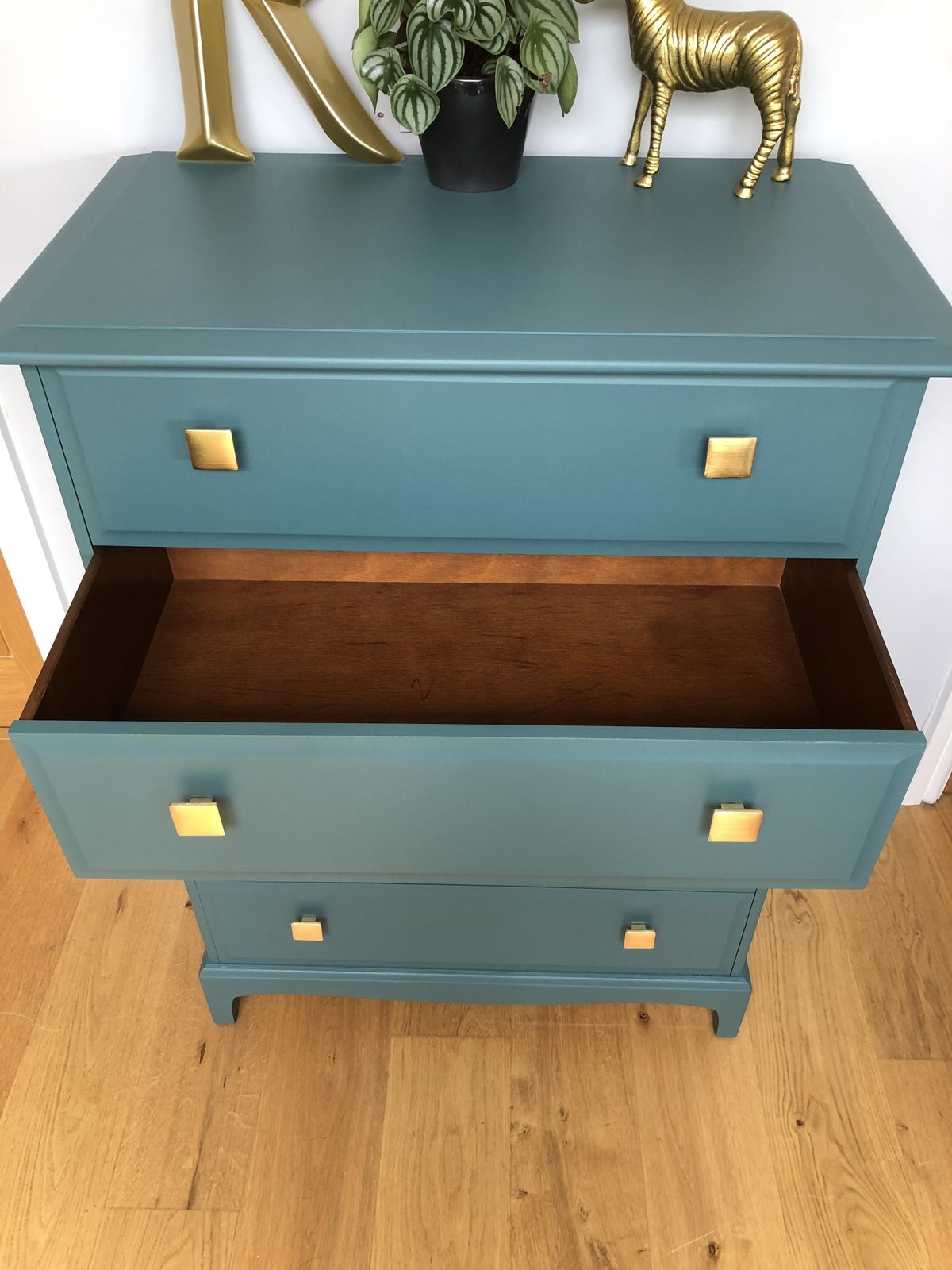 Stag Minstrel Tallboy Chest Of Drawers Painted In Green photo vintage