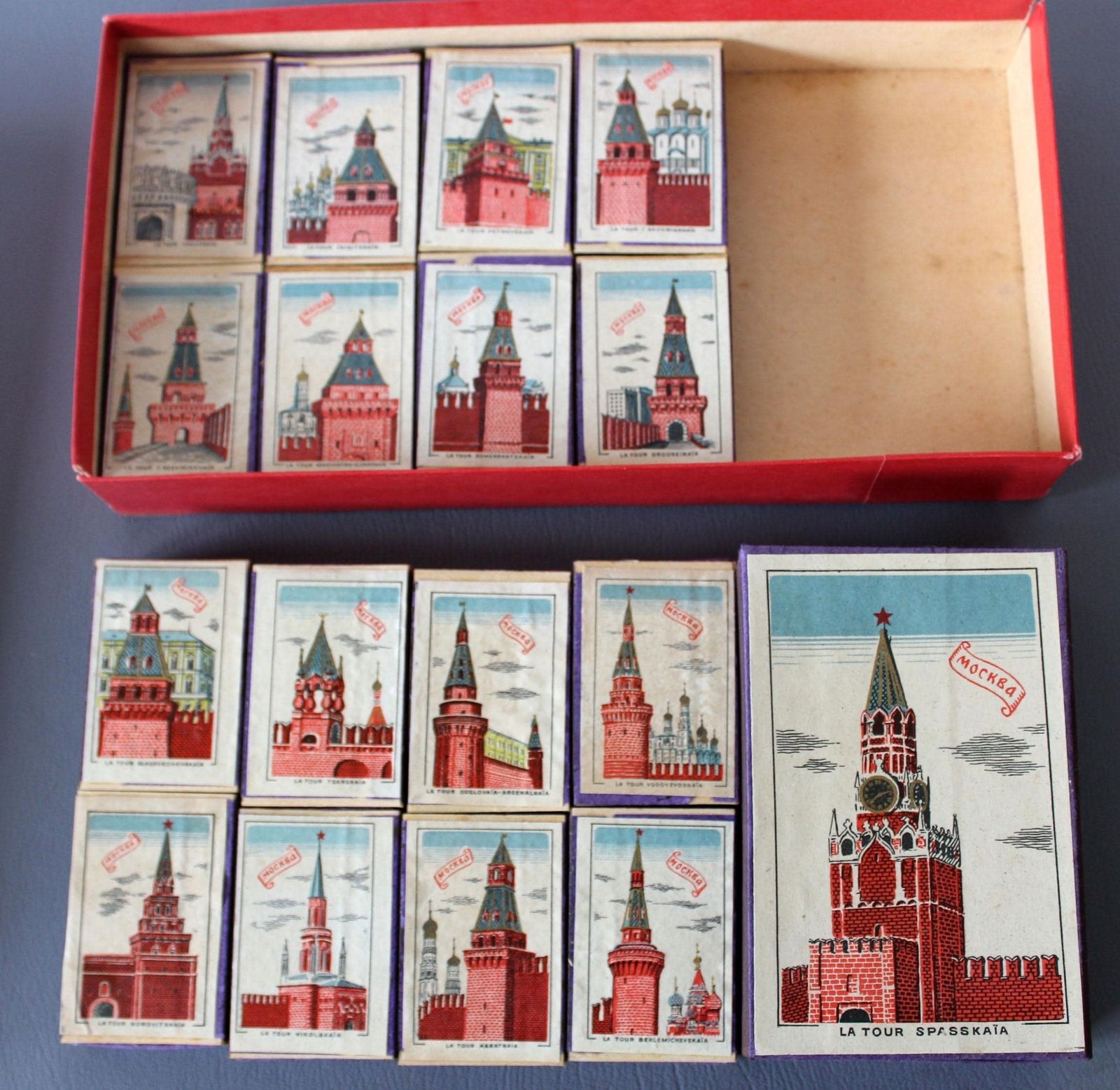 Rare Collectable Ussr Matchbox Set From 1958 Brussels World's Fair, World Expo Universal Exhibition Belgium, Moscow Buildings Safety Matches photo for sale
