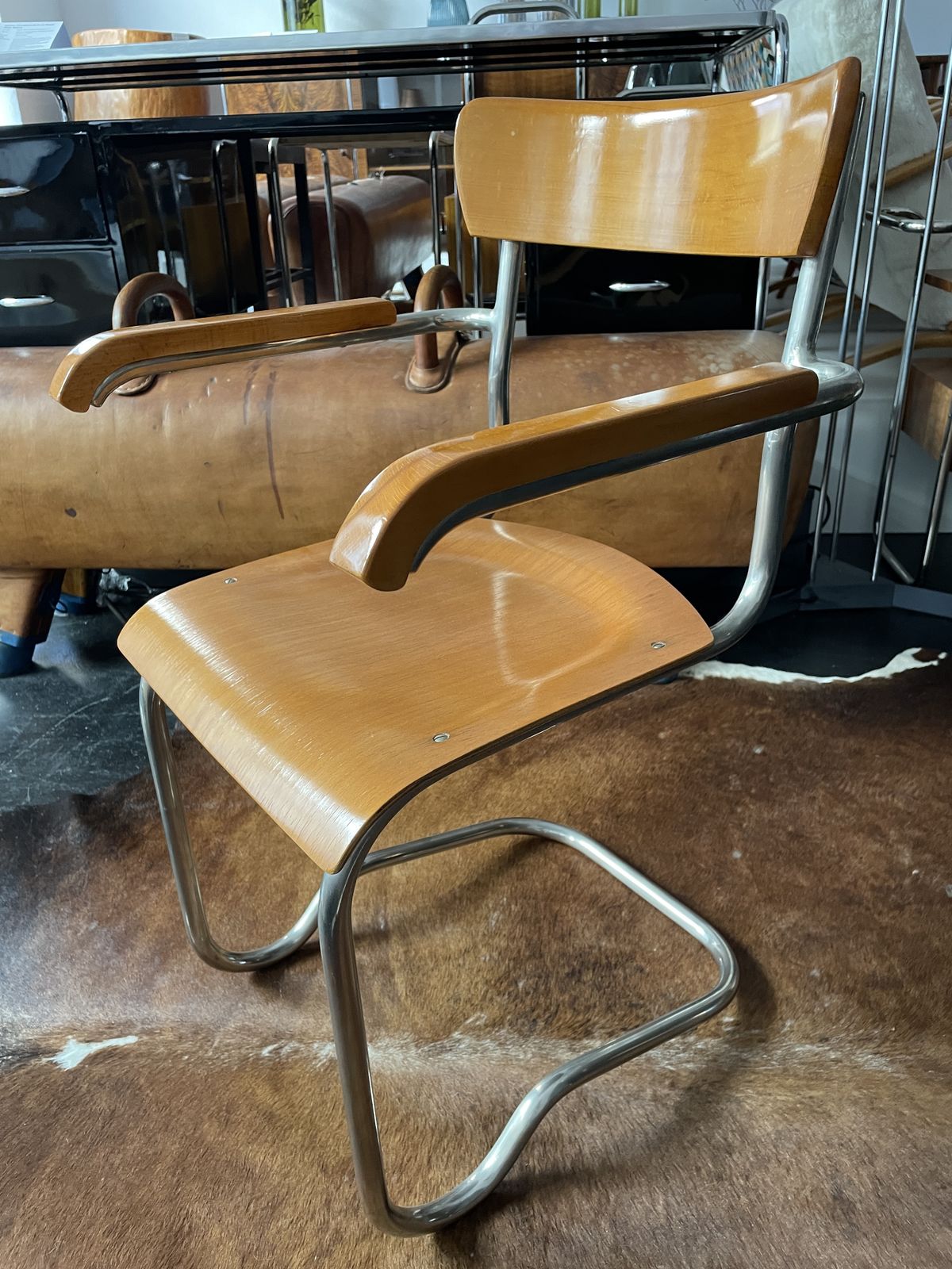 Czech Art Deco Tubular Steel Cantilever Chair By Ladislav Zak, 1930s photo vinterior