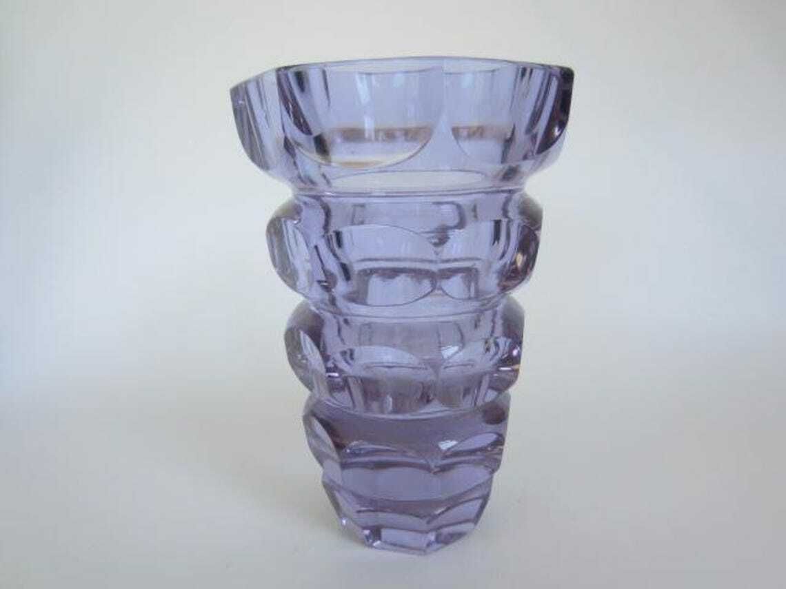 Hoffmann For Moser Facet Cut Alexandrite Czech Crystal Art Glass Vase photo furniture