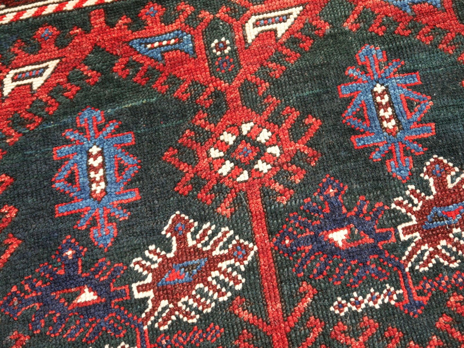 Turkish Rug Hand Knotted Semi Antique With Rare Green Field photo for sale
