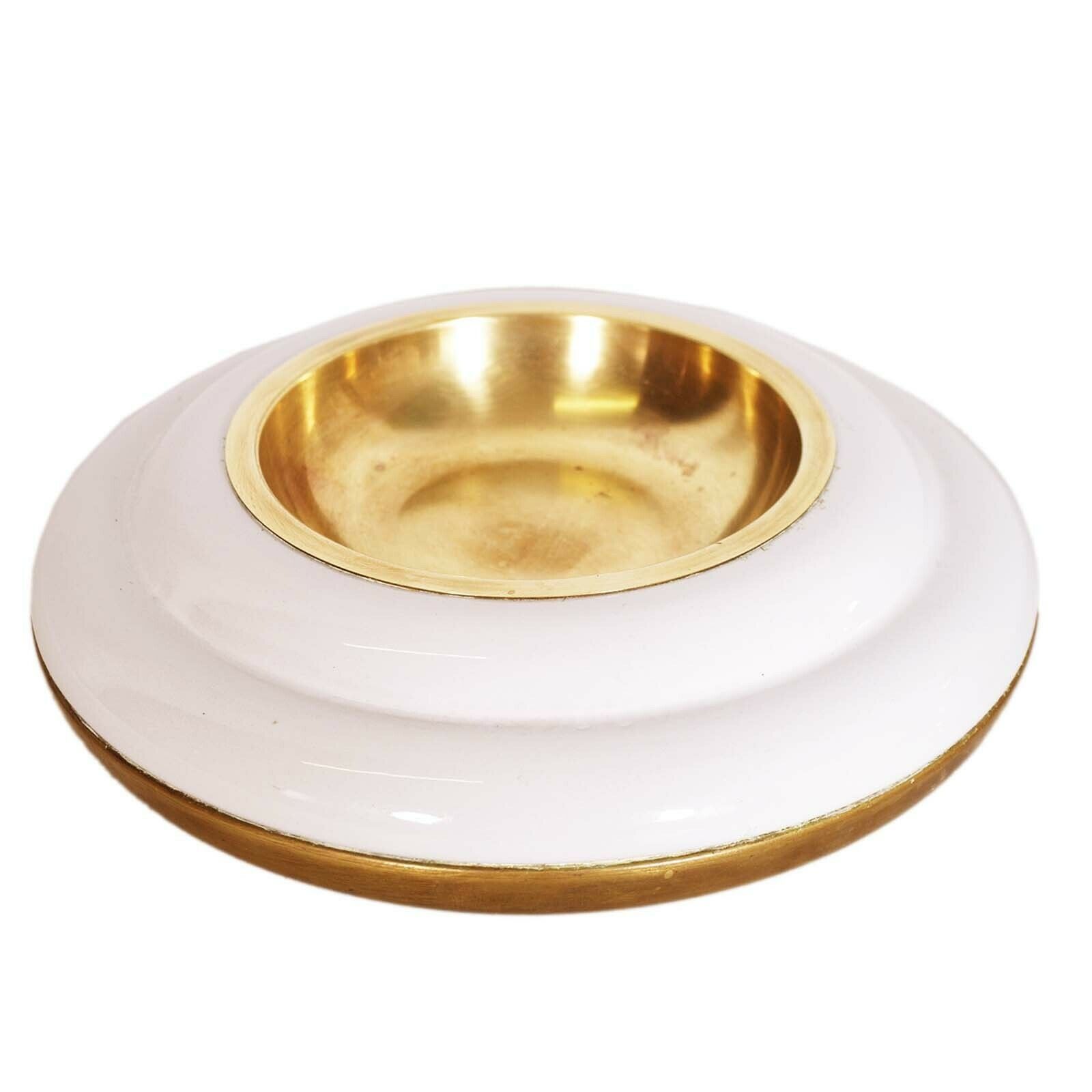1970s Ashtray With Ceramic And Brass Lighter By Paolo Traversi , Working