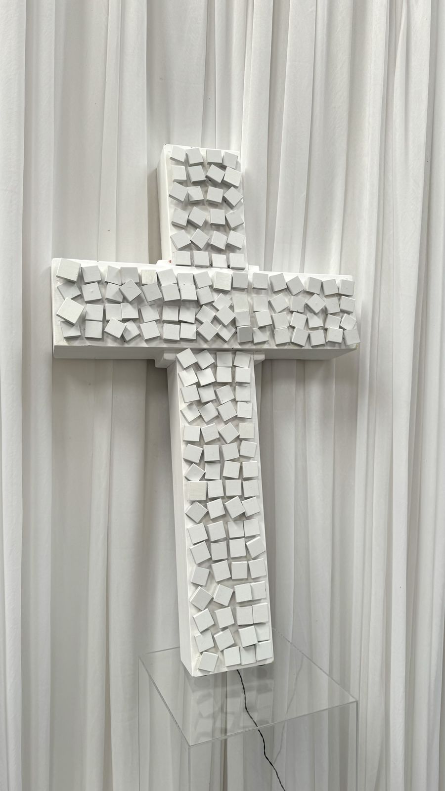 Art Contemporary Artwork In The Form Of An Illuminated Cross photo