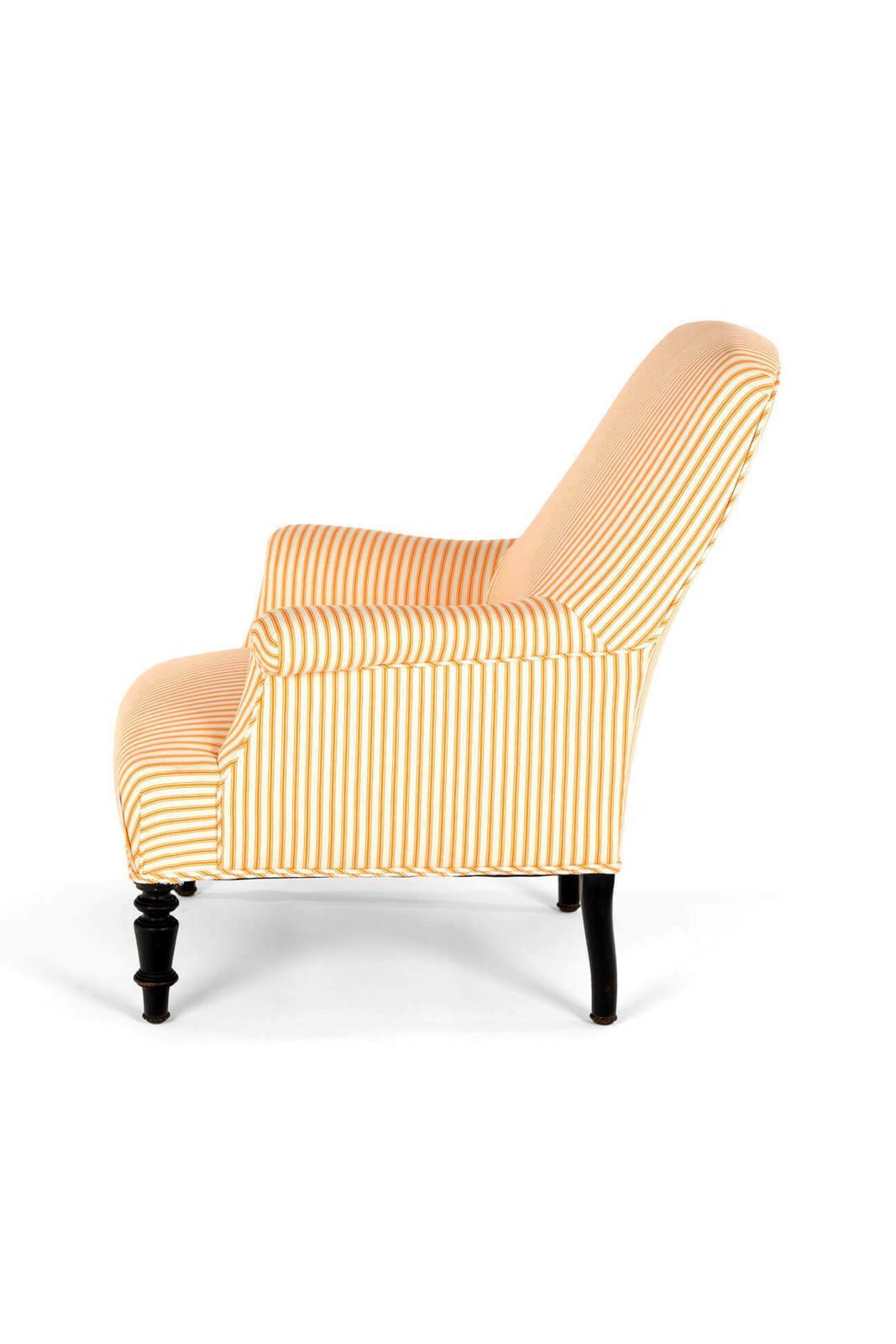French Armchair In Goldenrod Ticking photo Furniture