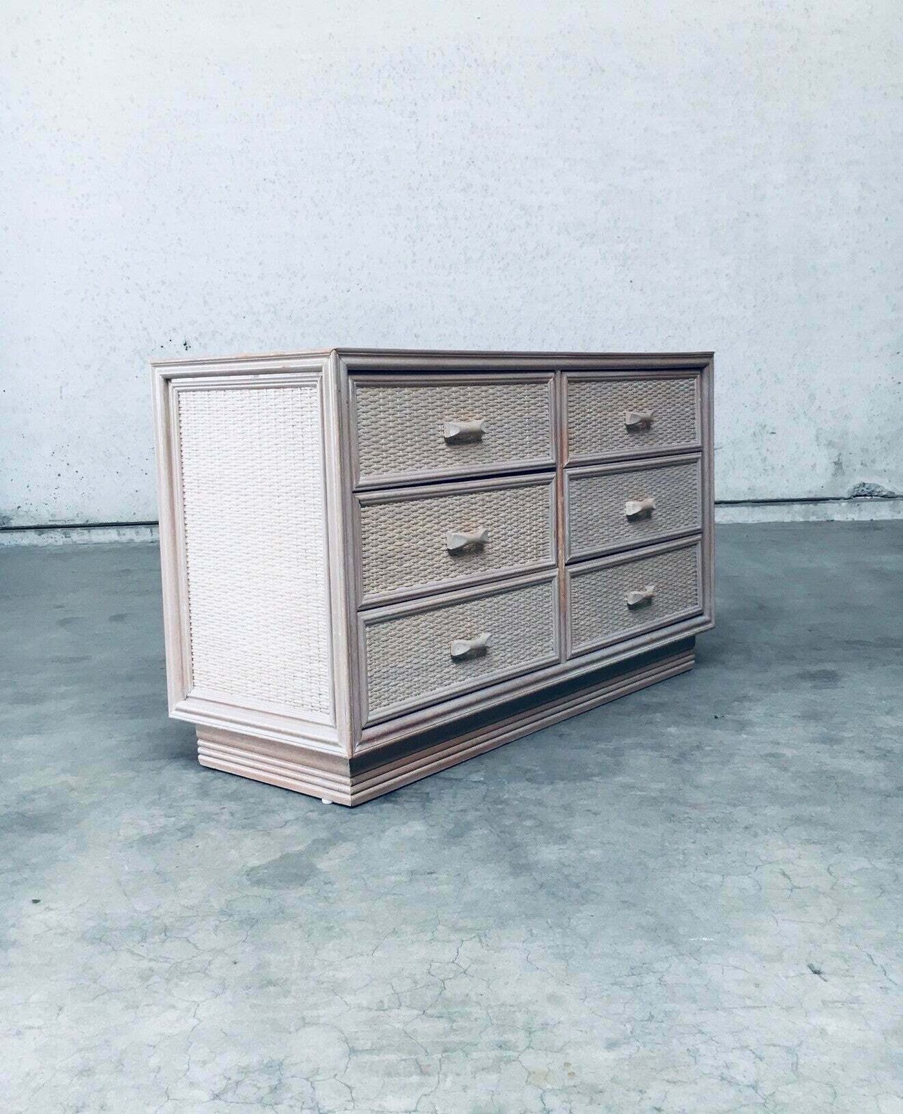 photo furniture 1980's Design Washed Rattan Chest Of Drawers