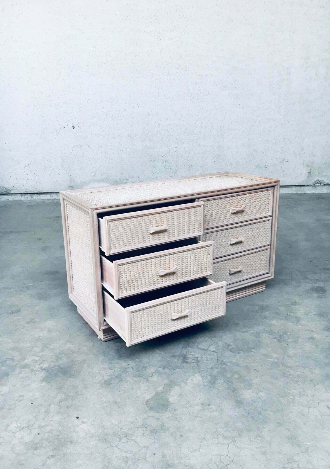 photo for sale 1980's Design Washed Rattan Chest Of Drawers