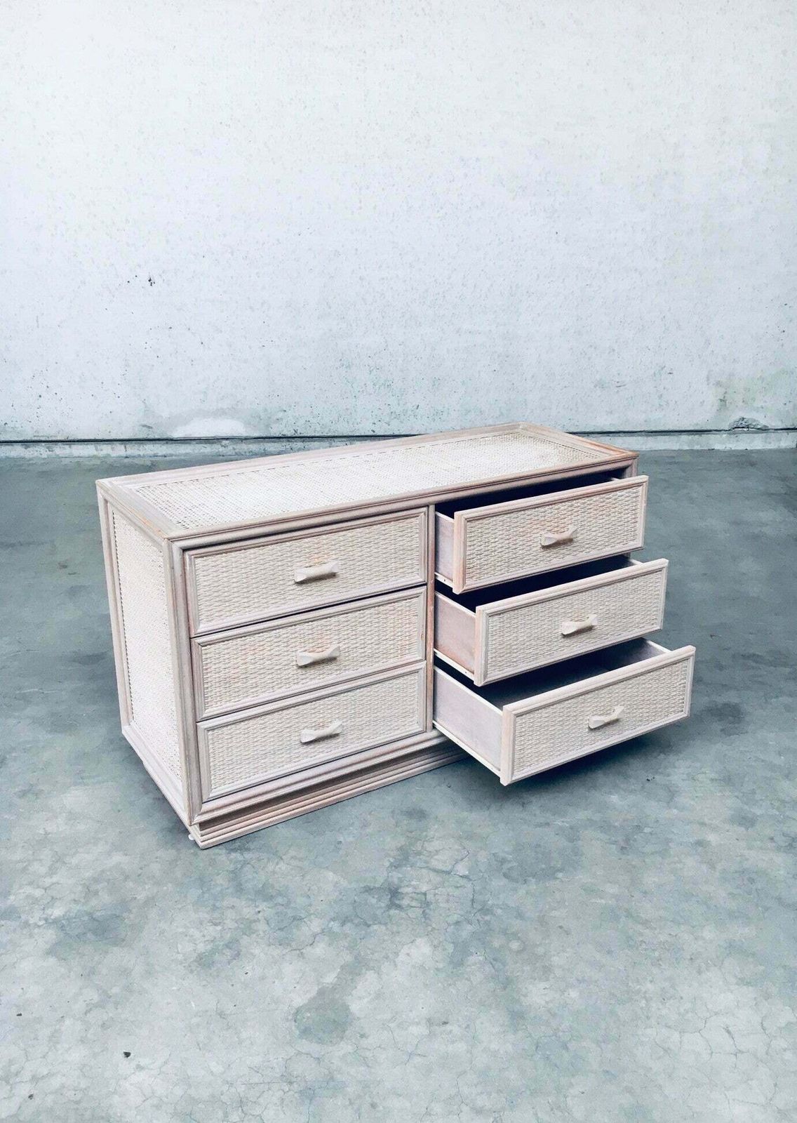 675.0 1980's Design Washed Rattan Chest Of Drawers photo