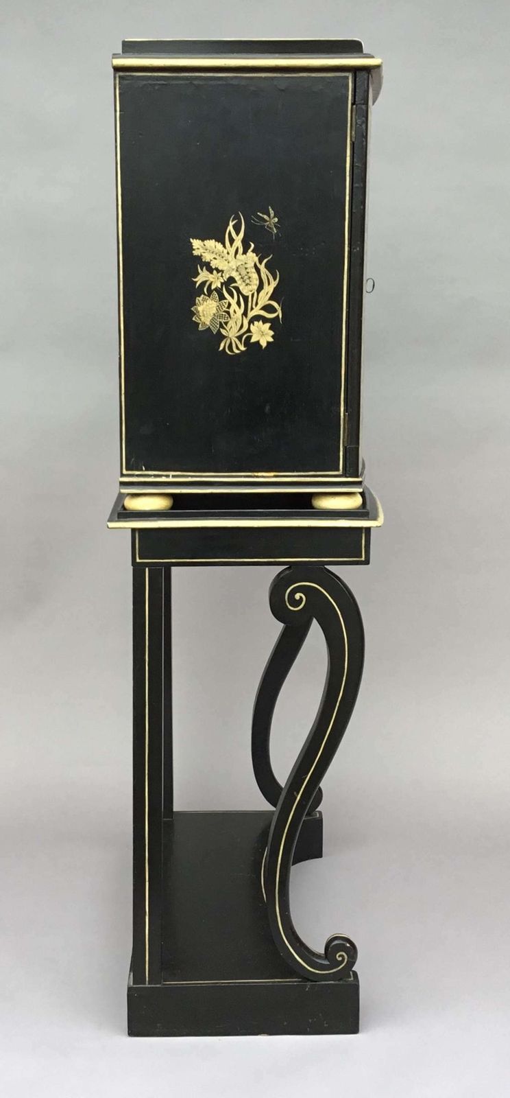 photo furniture Rare Regency Chinoiserie Penwork Collectors Cabinet On Stand