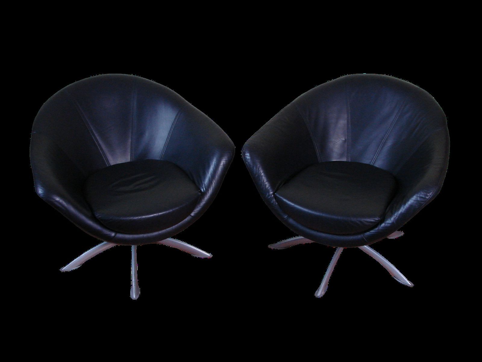 A Set Of Leather Swivel Armchairs From The 1980s. photo furniture